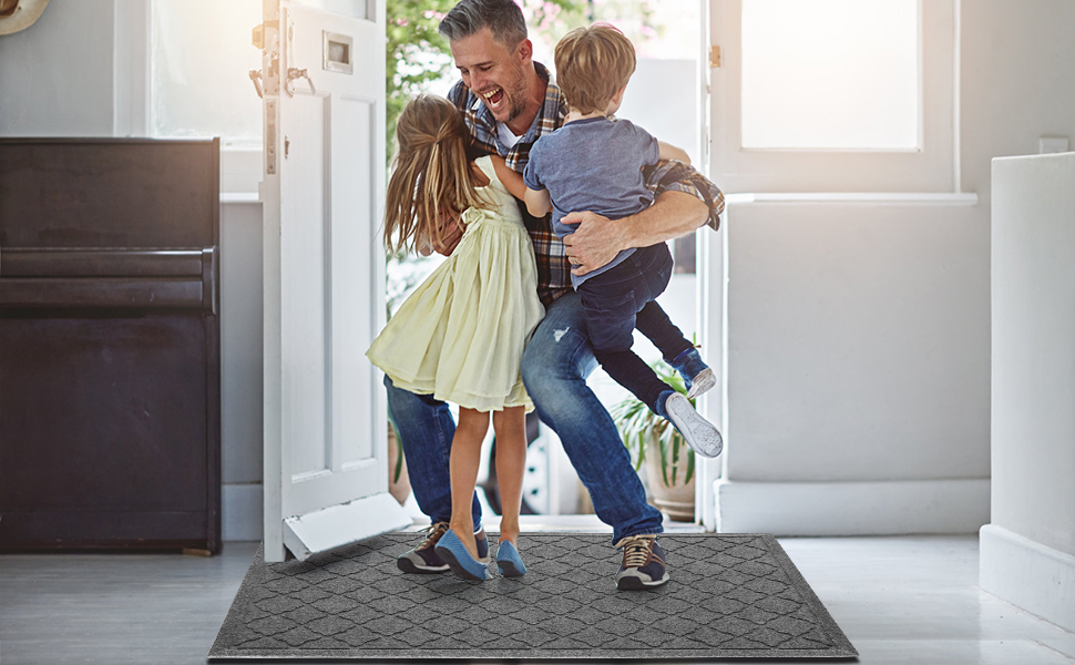 HIYARD Durable Front Door Mat, Absorbent Muddy Dirt Resist