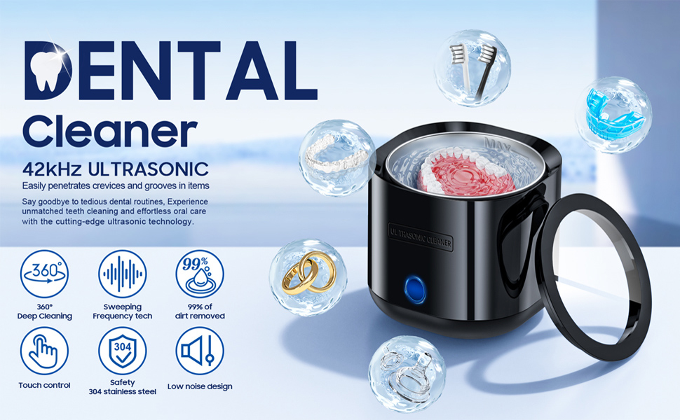 Ultrasonic Retainer Cleaner Denture Cleaning 42kHz