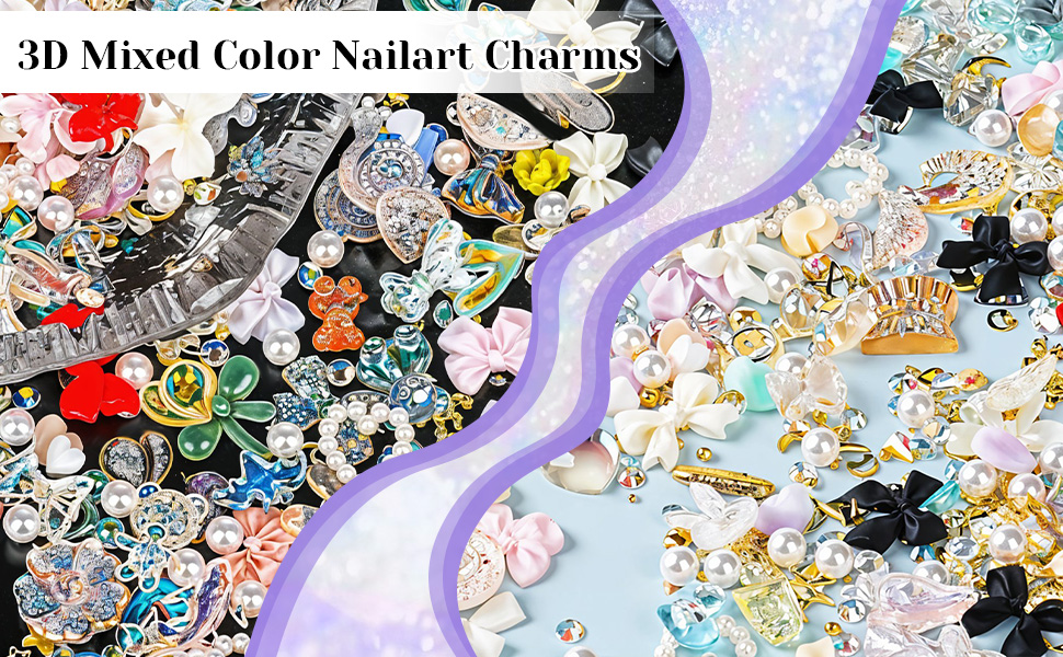 3D gemengde kleur nailart bedels