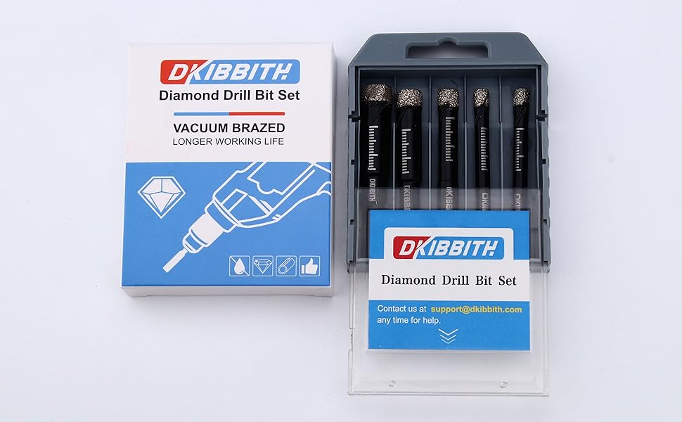 DKIBBITH Dry Diamond Drill Bits Set 5 PCs for Granite Ceramic Marble