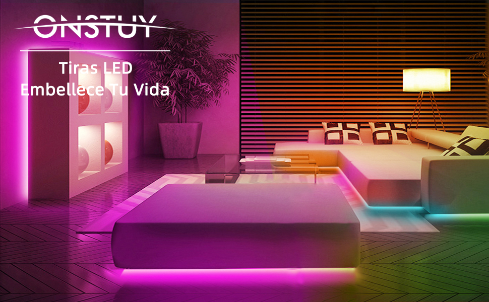 ONSTUY Tiras LED,Tira de Luces LED 5 Metros,Tira LED RGB SMD 5050 con  Control Remoto de 24 Teclas,AC220V-240V,16 Colores y 4 Modos de Escena para