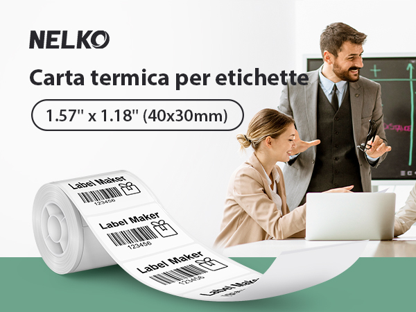 Nastro Etichette Termiche Per Nelko PM220 - 40x30mm, 230 Etichette Bianche Impermeabili - Rotolo Compatibile