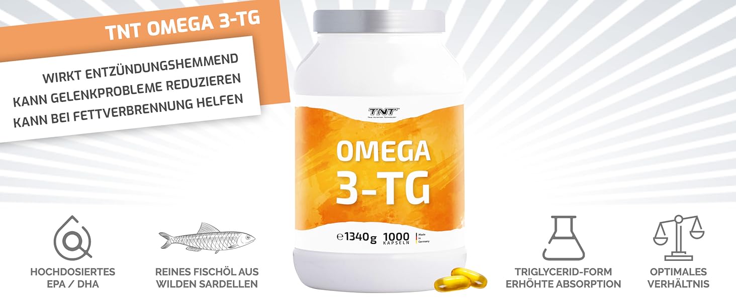 TNT Omega 3 (1000 Kapseln) • 2760mg Fischöl mit EPA & DHA pro