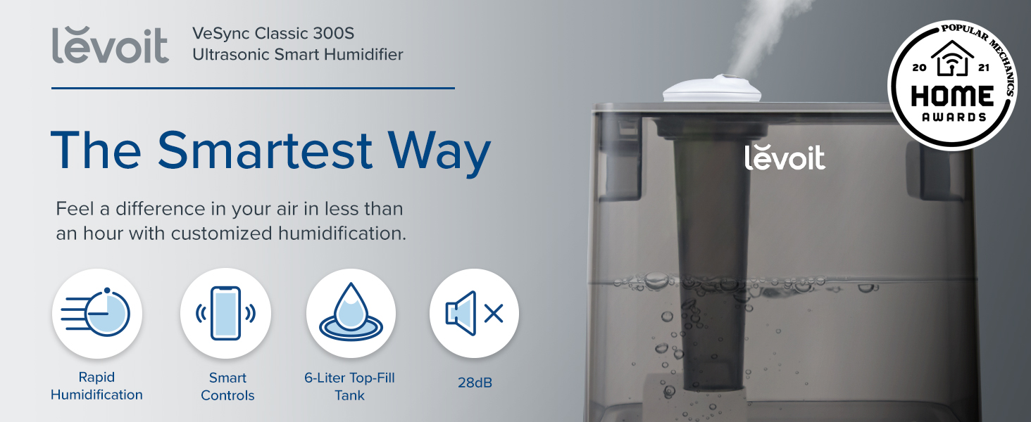 Levoit Humidifier for Bedroom, Cool Mist Humidifiers for Plants, 6L Top