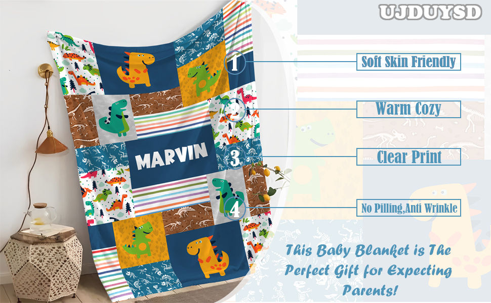 Personalized Baby Blanket for Girls Boys, Custom Baby