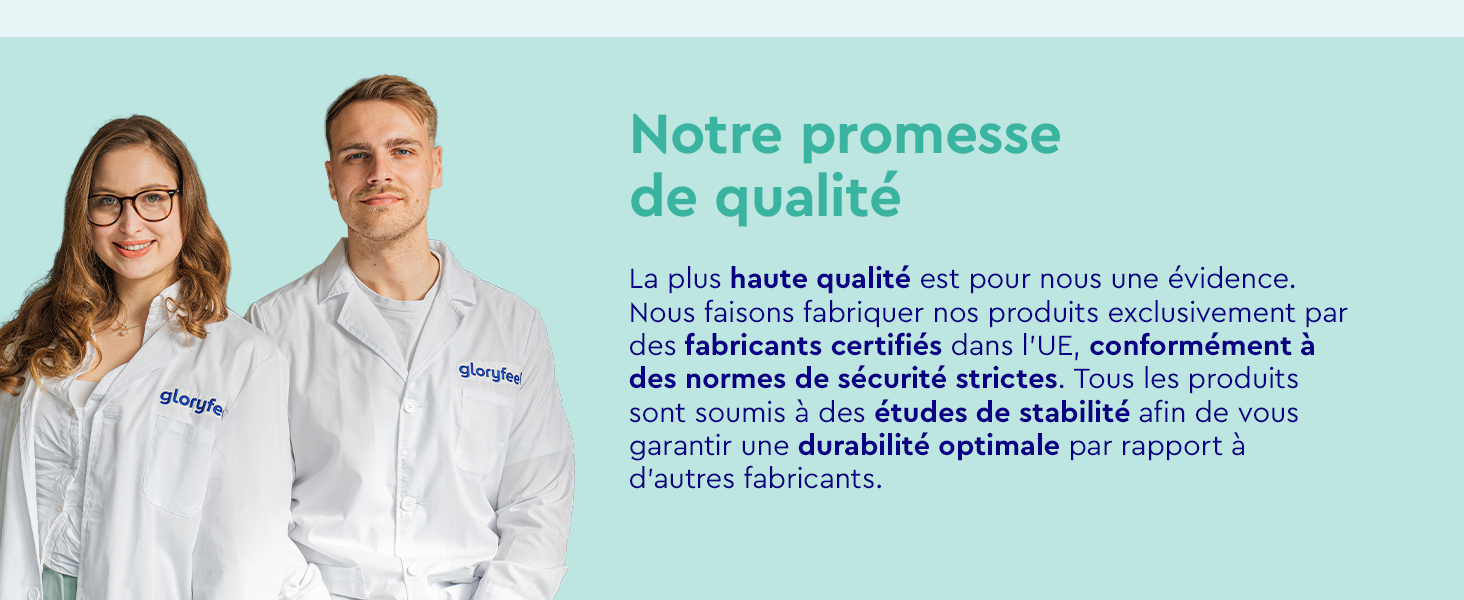 Cadre de laboratoire professionnel avec superposition de texte traitant des normes de qualité et des protocoles de sécurité en français
