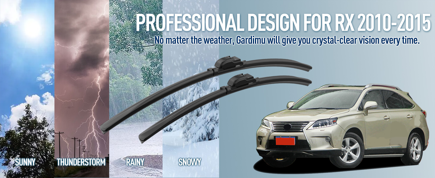 GARDIMU Front and Rear Windshield Wiper Blades, 3 Pcs Front