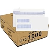 HERKKA No.10 Double Window Self-Seal Security Envelopes, #10 Double Window Envelopes with Blue pl...