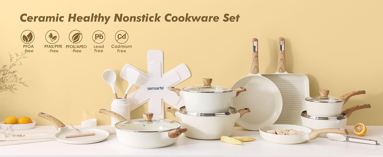 ceramic cookware set ceramic cookware set pots and pans set non stick sensarte pots and pans