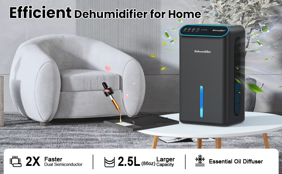 Dehumidifiers for Home, Up to 800 Sq.ft, 86oz Water Tank