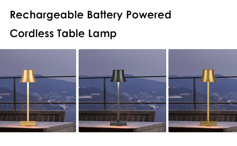 JALVDE Battery Powered Table Lamp, Rechargeable Cordless LED Desk Lamp