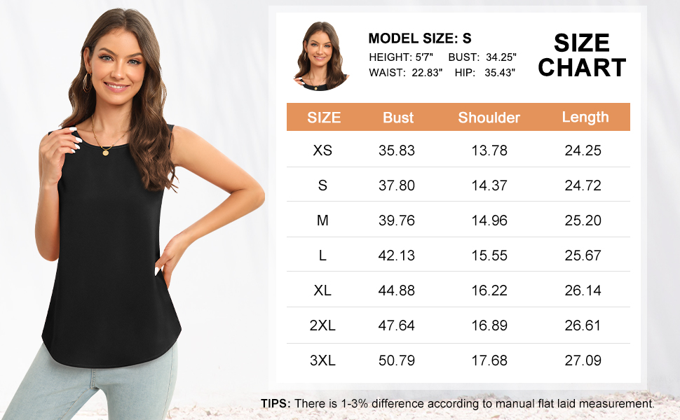 Women's Sleeveless Chiffon Tank Top，silk tank top，shell tops for women，tank top for women，blouses