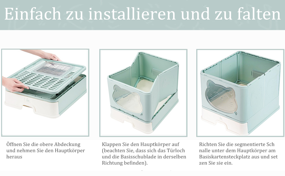 HelloMiao Fully Closed Cat Litter Tray with Lid Drawer Type Deodorising