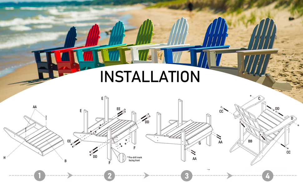 Plastic Adirondack Chairs Set of 4, All Weather Resistant