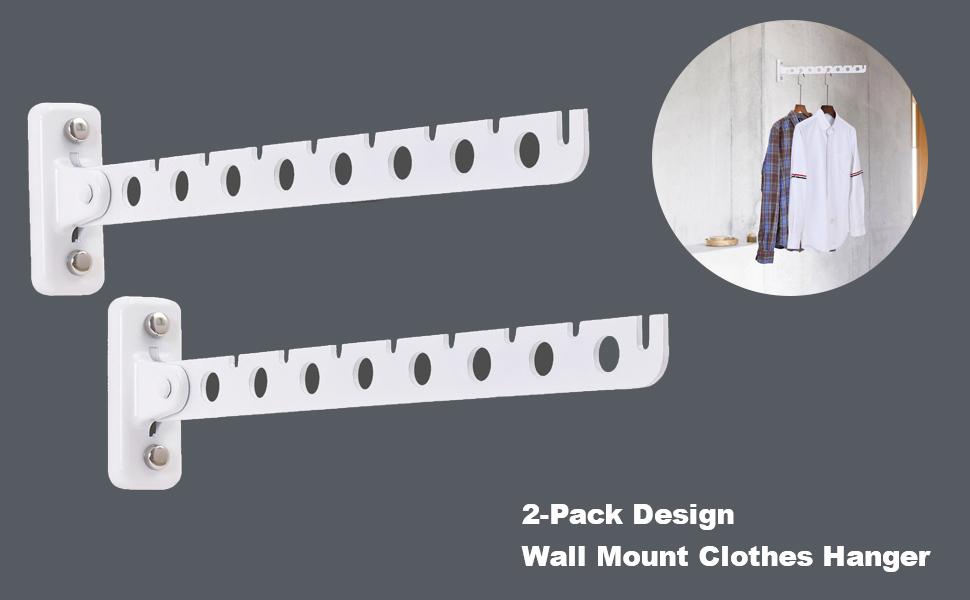 Wall Mount Clothes Hanger Laundry Hanger Dryer Rack White Retractable