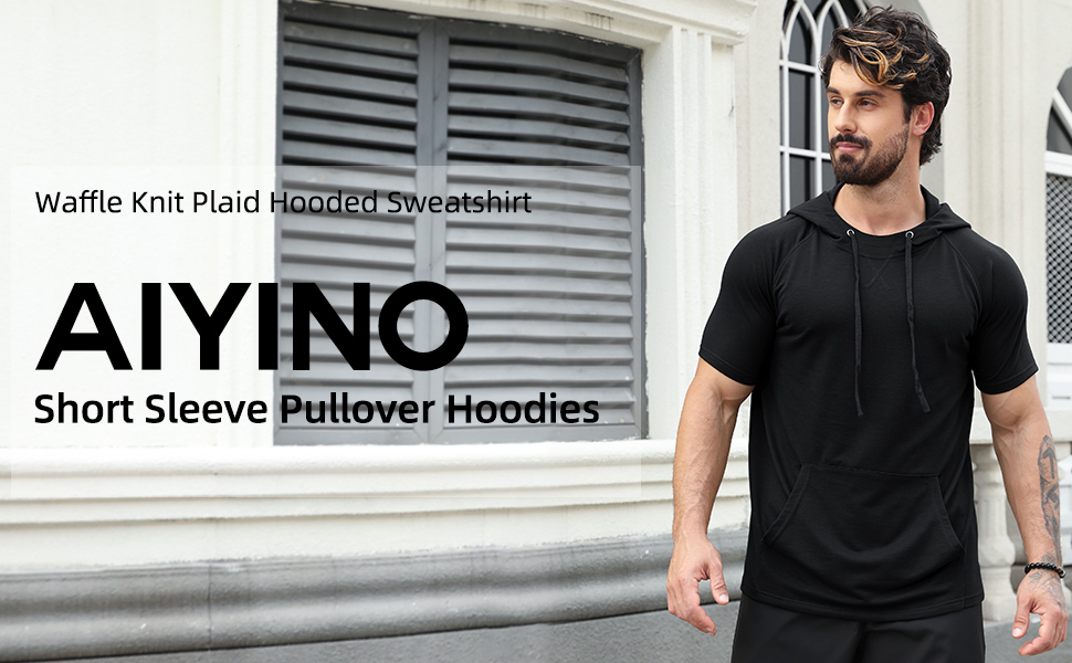 Mens Short Sleeve Gym Muscle Hooded T Shirt