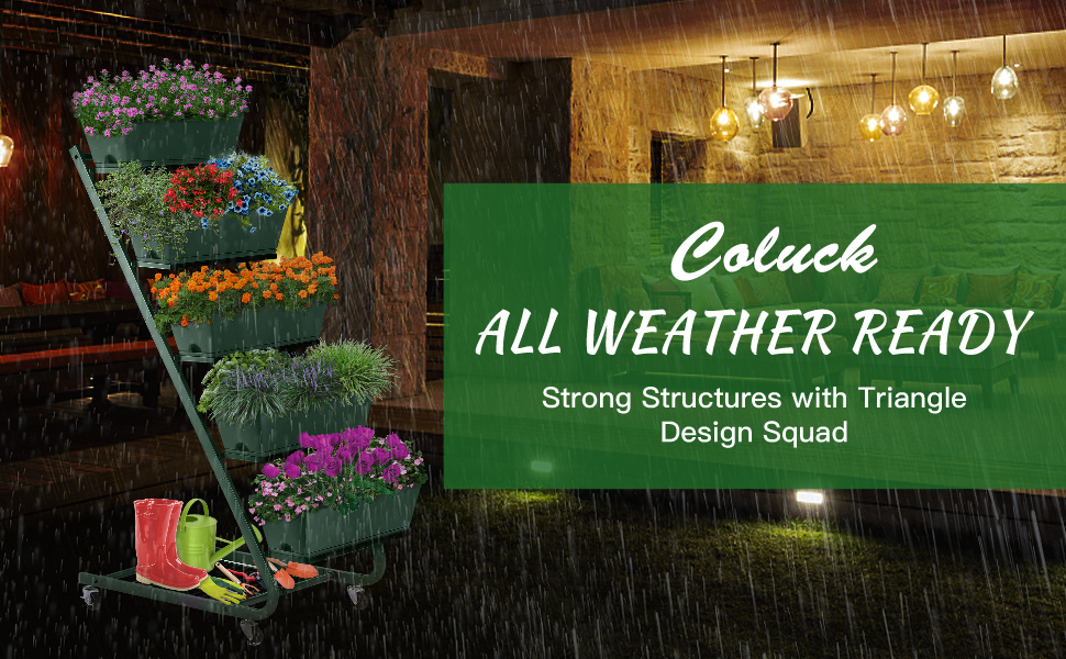 5 Tier Vertical Raised Garden Bed with Wheel, 51"x17.7"x26",Vertical Growing Planter,Ladder