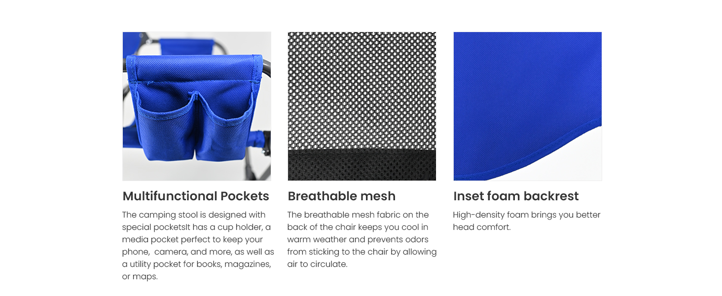 METKIIO Camping Chair Outdoor Folding Chairs for Outside