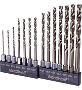 NordWolf 14-Piece M35 Cobalt Drill Bit Set for Stainless Steel, Hard Metals & Cast Iron, Jobber L...