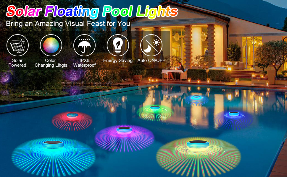 Floating Pool Lights, Pool Lights That Float with RGB Color