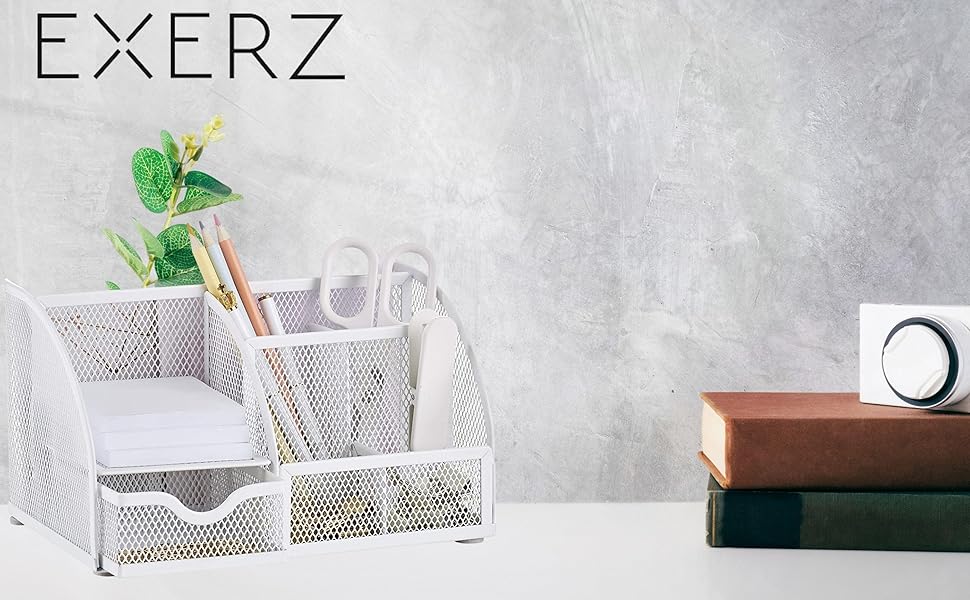 Exerz Desk Organiser/Mesh Desk Tidy/Pen Holder/Multifunctional Organizer