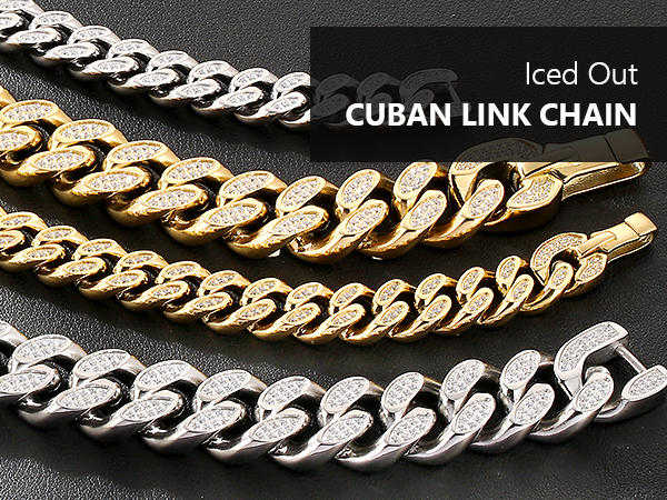 アクセサリー KRKC&CO KEEP REAL KEEP CHAMPION 18mm23cm KRKC&CO Mens 12mm 18k Iced Out Cuban Link Curb Chains and