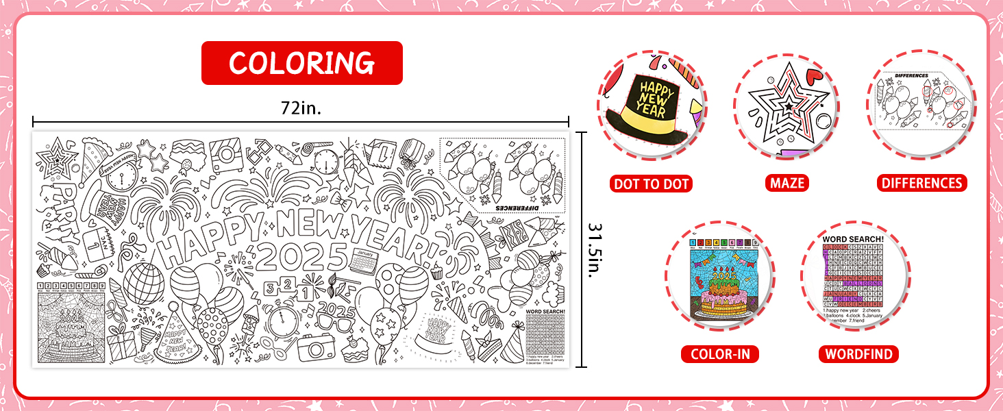 new year coloring tablecloths