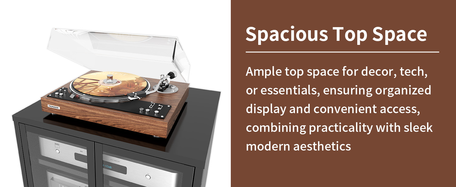 audio stand cabinet media shelf storage cabinet cable management AV cabinet record player storage