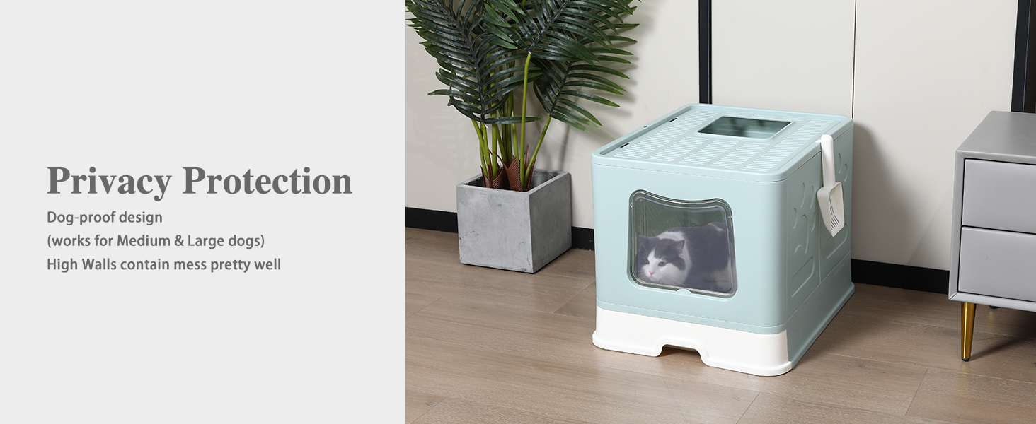 Bolux Foldable Cat Litter Box with Lid, Extra Large Litter