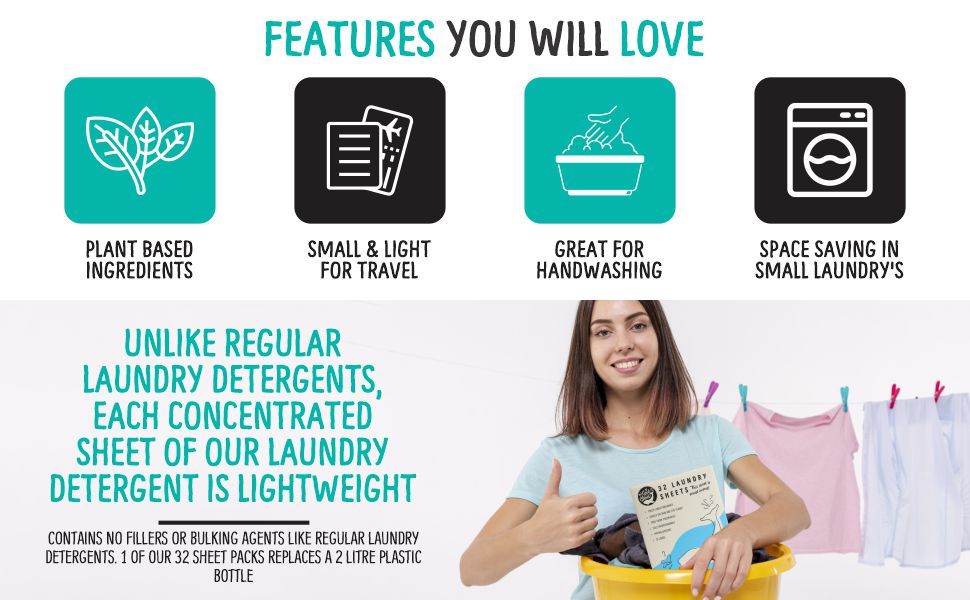 Eco Laundry Detergent Sheets, Lightly Scented, No Plastic, Great for