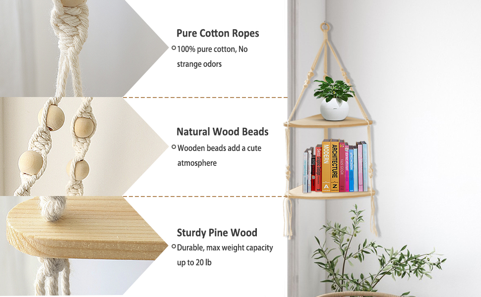 macrame corner shelf