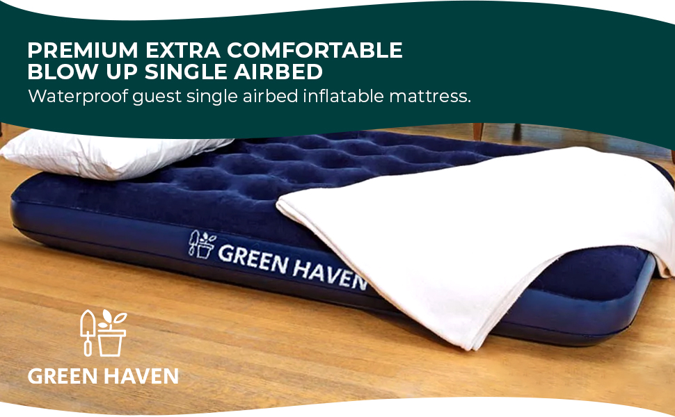 Premium Extra Comfortable Blow up Single Airbed Waterproof Guest