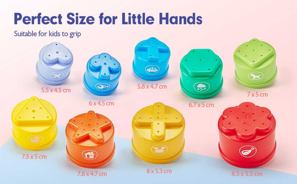 Rainbow Stacking Cups 10 Pcs for 1 Year Old Girls Boys Toddler Toys