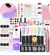 Acrylic Nail Kit with Drill -Nail Art Set Includes UV Light,6 Gel Polishes,3 Acrylic Powders & Na...