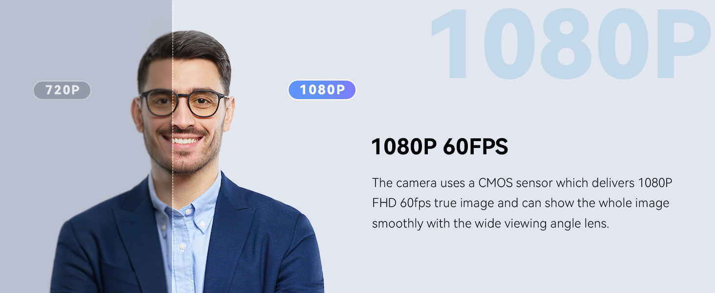 Comparaison de la qualité d'image 720P et 1080P, avec une photo recadrée et du texte mettant en évidence les spécifications de l'appareil photo 1080P 60FPS