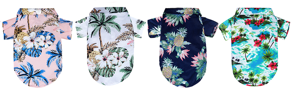 Summer Beach Hawaiian Dog Shirts Holiday Hawaii Dog T-Shirts Doggie Cats Clothes for Small Dogs 