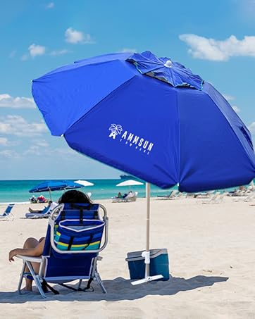 6.5ft twice folded Portable beach umbrella with sand anchor travel portable compact pool outdoor