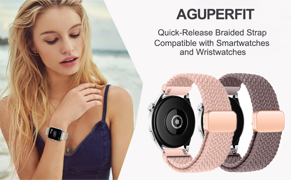 AGUPERFIT Quick Release Watch Strap 20mm 22mm, Nylon Braided Stretchy