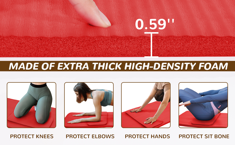 BalanceFrom 1-Inch Extra Thick Anti-Tear Exercise Yoga Mat with Carrying Strap, Yoga Blocks Knee Pad