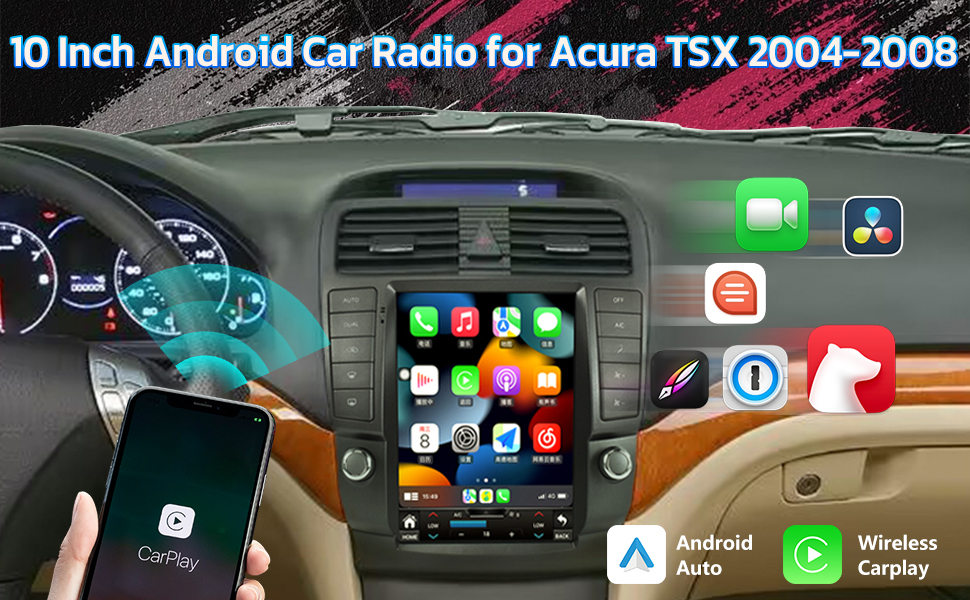 aoonav 10 Inch Android 12 Car Radio for Acura TSX 20042008