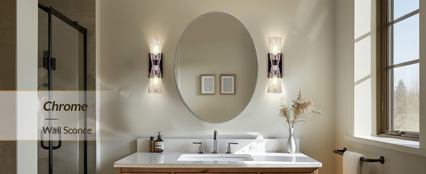 ANDY STAR Chrome Bathroom Vanity Light Fixture, 2Light Modern Wall
