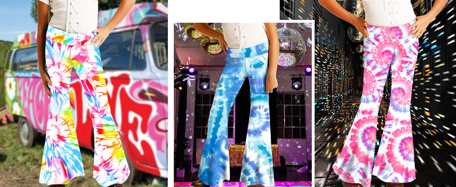 Tie Dye Print Bell Bottom Pants