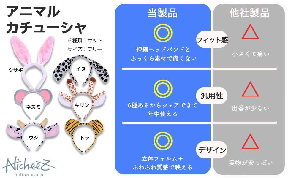 Amazon | [Nicheez] 動物 耳 カチューシャ コスプレ うさみみ アニマル