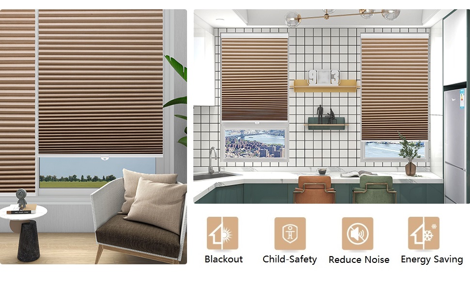 Changshade Cellular Shades Door Window Blinds Cordless Blackout, Blind