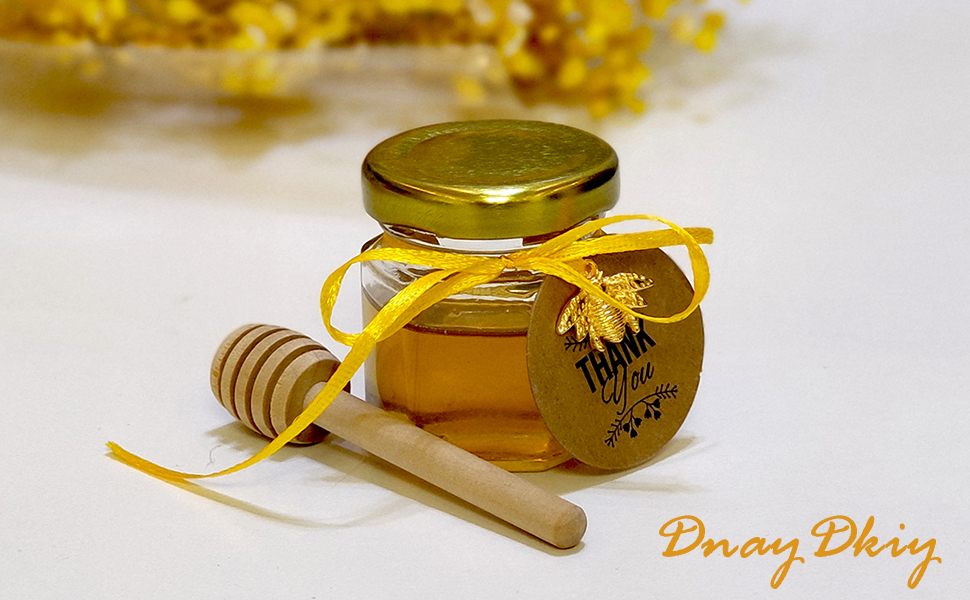 DnayDkiy 40Count Mini Hexagonal Honey Jars with Dippers