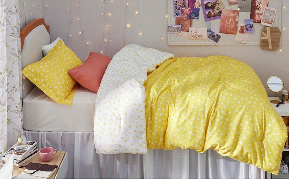 Bedsure Twin Extra Long Comforter Set for Dorm White