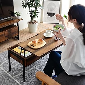 Amazon.co.jp: JKプラン リフトアップテーブル 昇降式テーブル