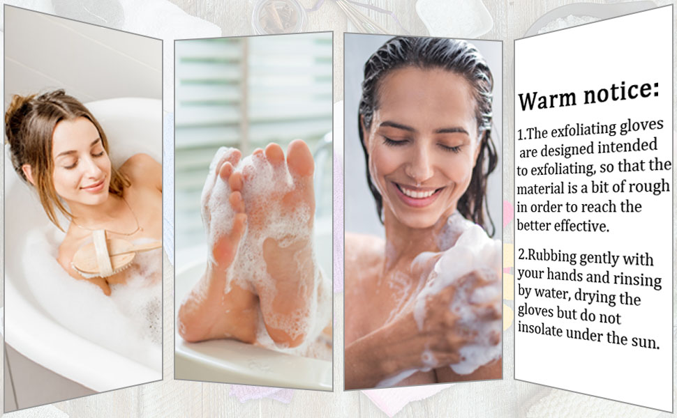 Colorful exfoliating gloves are ideal for kids and families exfoliating