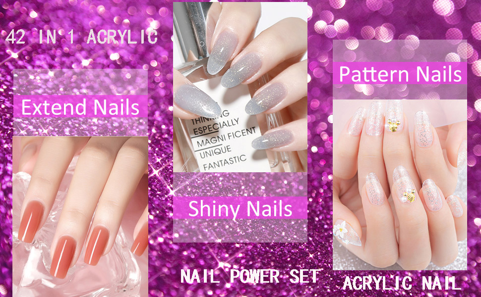 MAGIC ARMOR Acrylic Nail Kit with Everything 42 colors Acrylic Powder Liquid Monomer and 32pcs