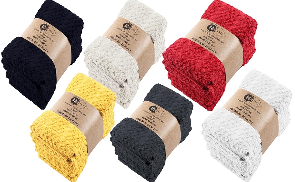 RIANGI Red Kitchen Towels, Red Hand Towels Cotton Terry